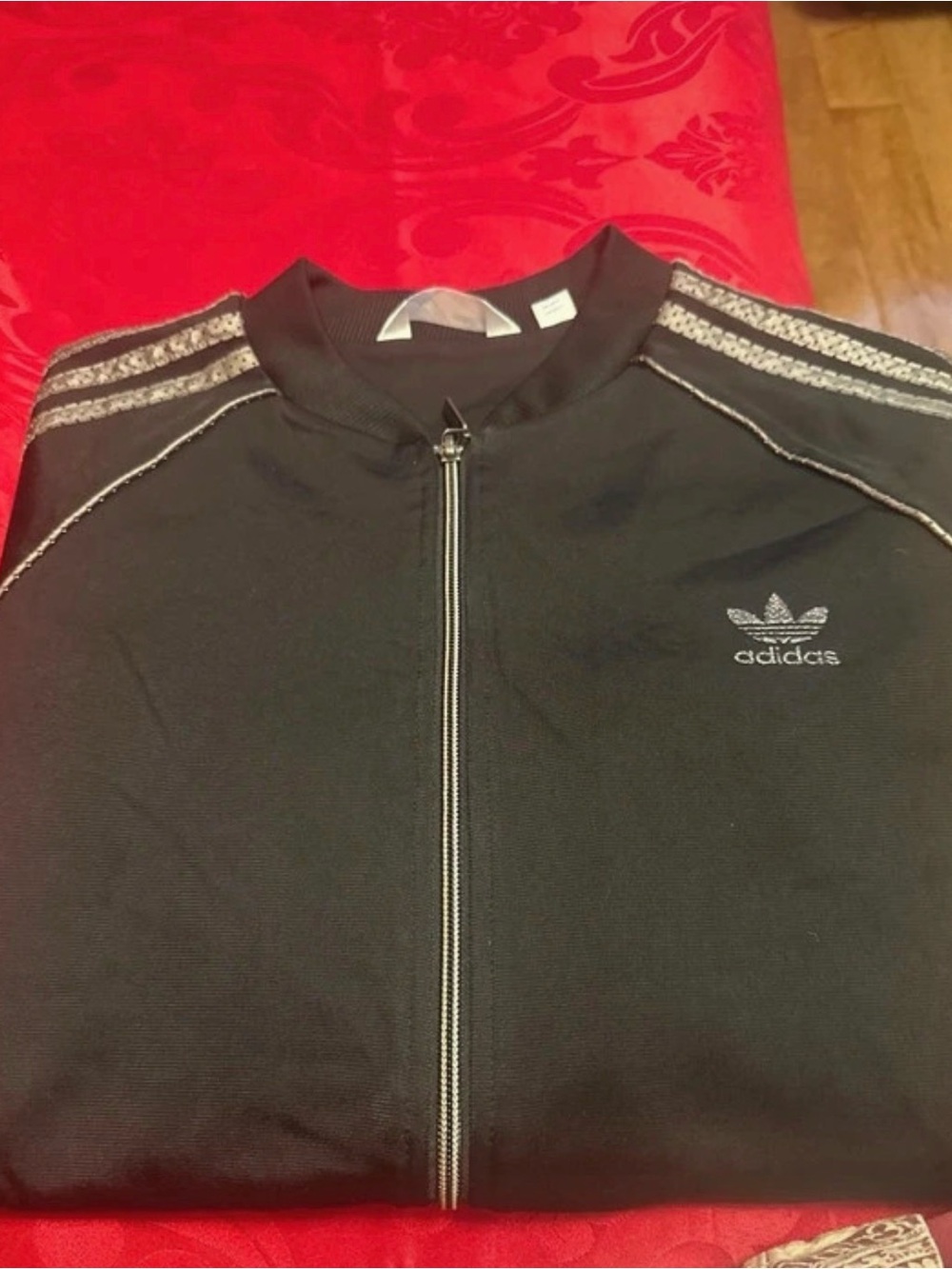 adidas Womans Zip -Front Track Jacket with Silver Trim